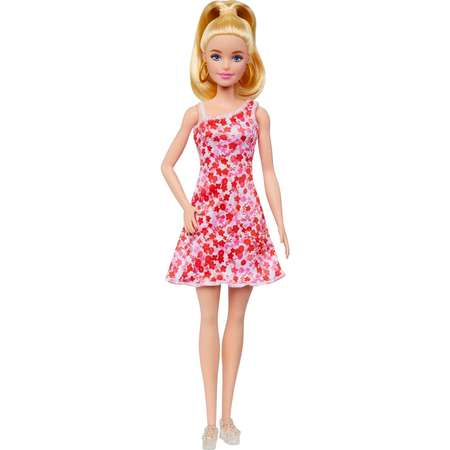 Кукла Barbie Fashionistas со светлым хвостиком и цветочным платьем HJT02