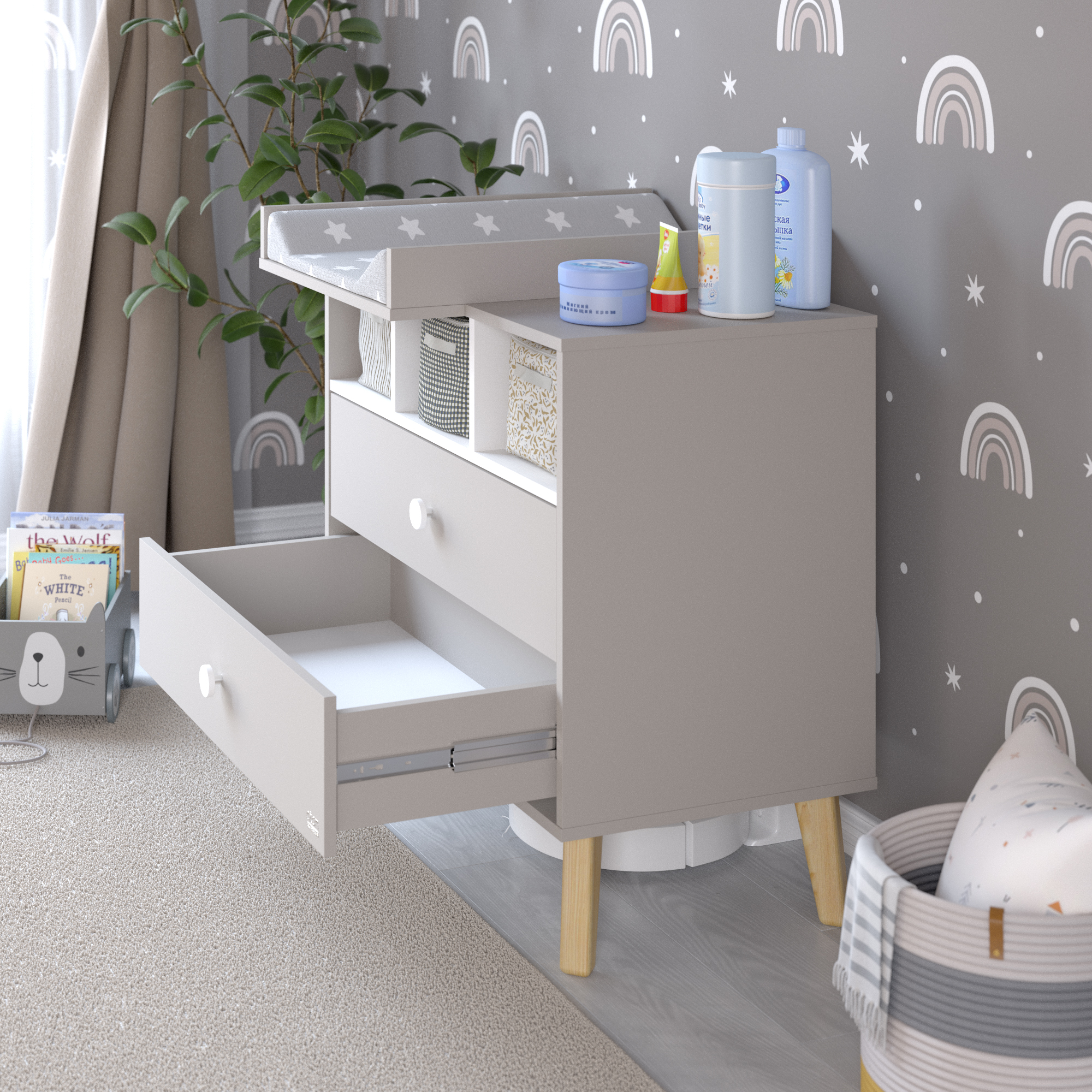 Пеленальный комод aton baby furniture Benny кашемир белый - фото 6