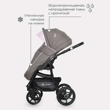 Коляска детская универсальная Riko Basic ALFA Ecco 2 в 1 09 серый-розовый