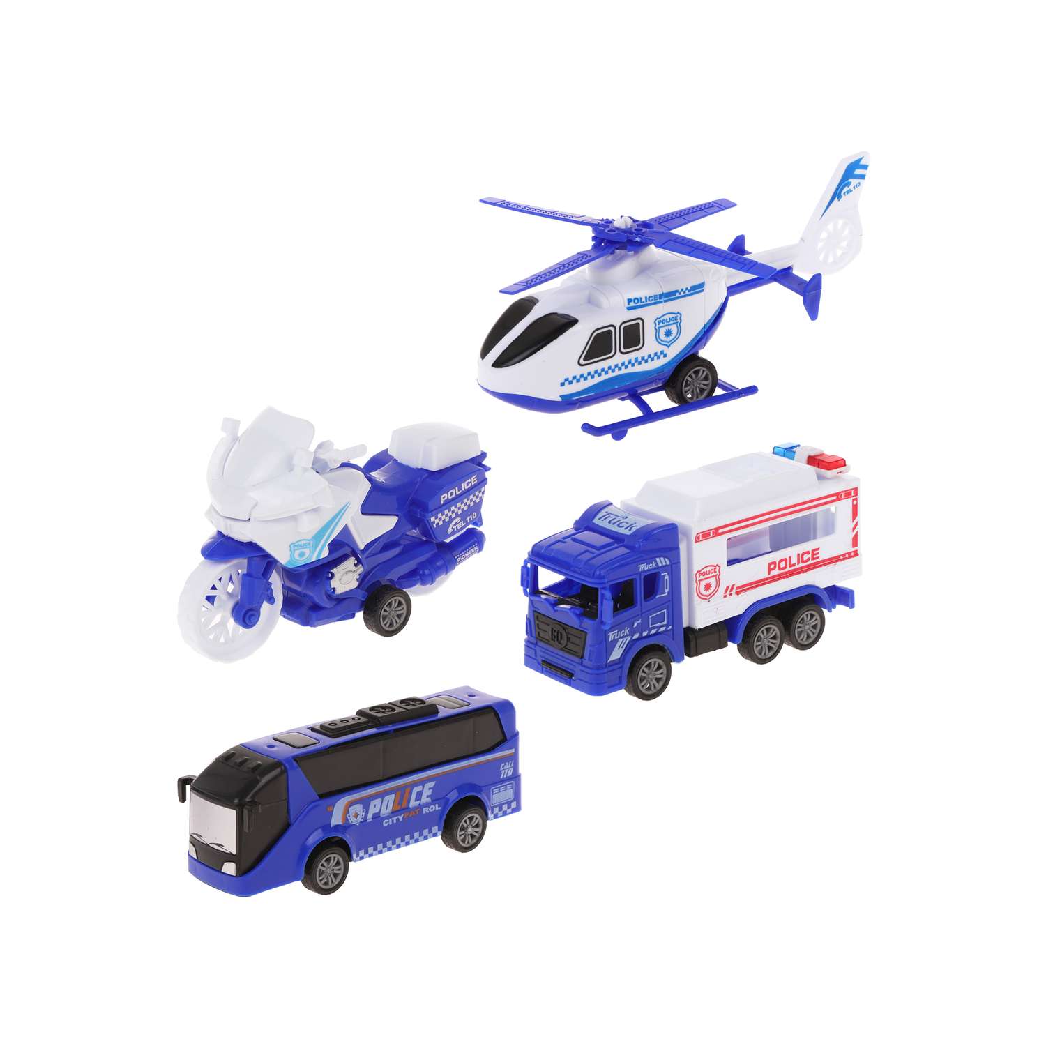 Игровой набор с машинками Наша Игрушка полицейский. Вертолет автобус фургон мотоцикл 651886 - фото 3