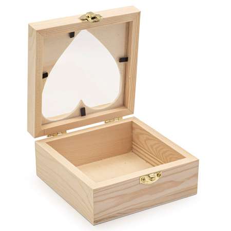 Шкатулка Astra&Craft деревянная с окном в виде сердца 10х10х5 см
