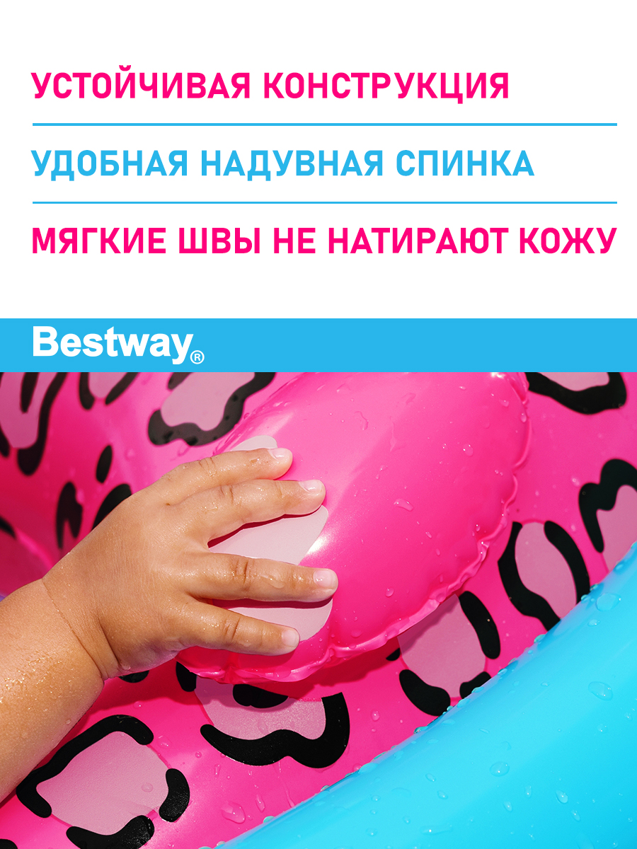 Круг надувной с сиденьем Bestway Весёлые животные Пантера - фото 2