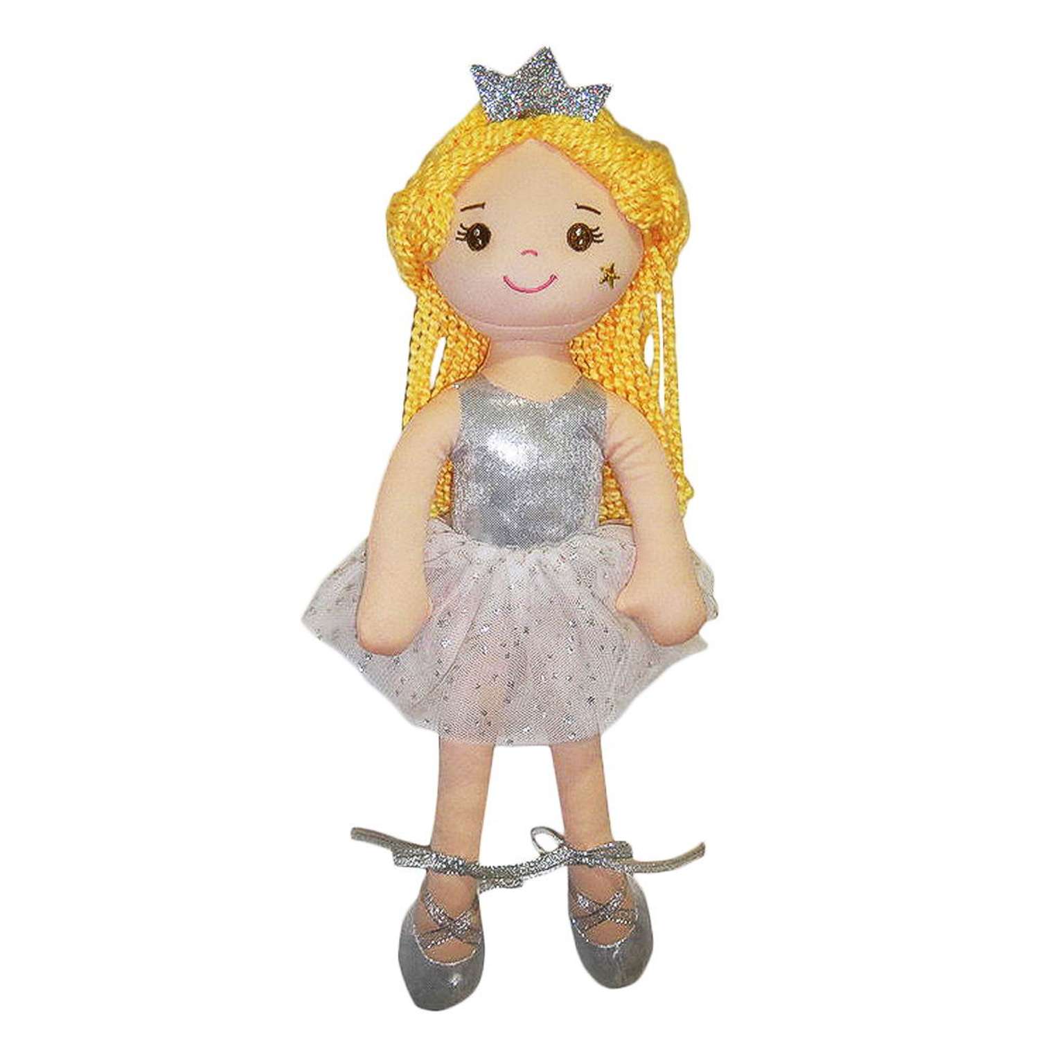 Кукла ABTOYS Мягкое сердце мягконабивная принцесса в серебрянном платье с короной 38 см M6055 - фото 2