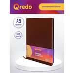Записная книжка Qredo в клетку А5 90л Qredo коричневая обложка soft touch на резинке