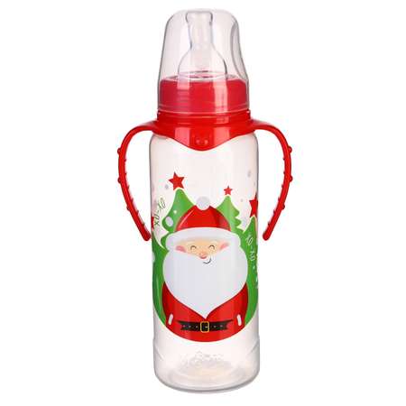 Бутылочка для кормления Sima-Land «Новогоднее хо хо» 250 мл цилиндр подарочная упаковка с ручками