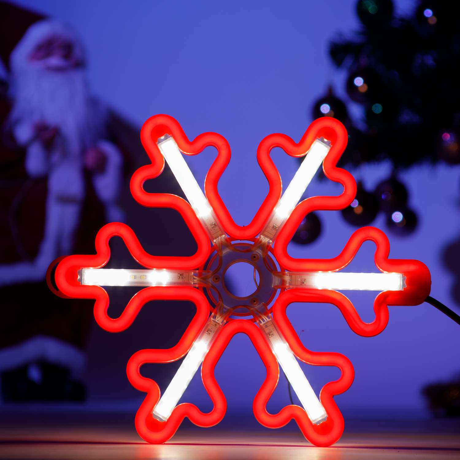 Фигура BABY STYLE Снежинка красный с эффектом белого пульсирования LED гибкий неон улица 30 см - фото 3