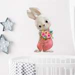 Наклейка Zabiaka пластик интерьерная цветная «Зайчонок в комбинезоне с букетом» 40х60 см