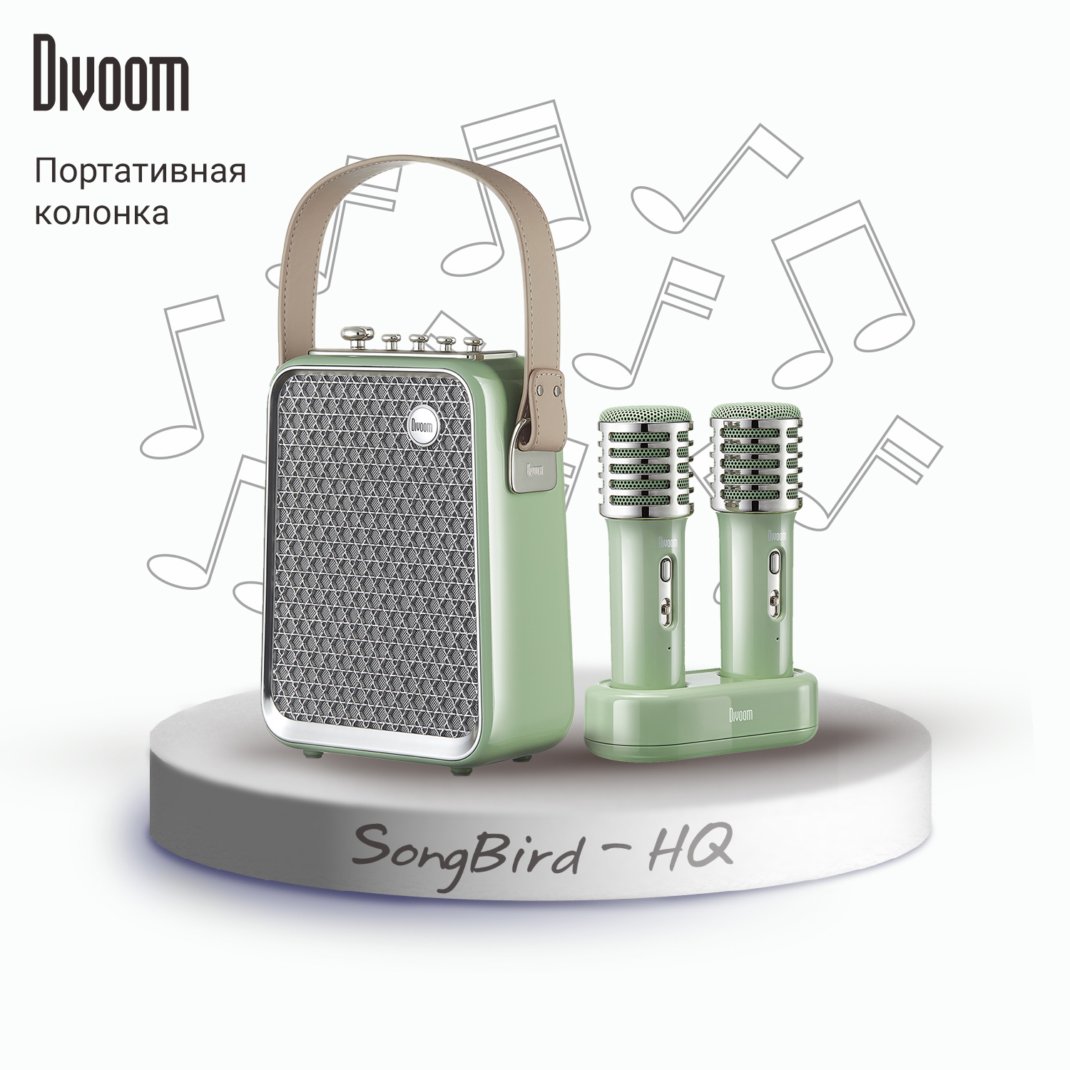 Беспроводная колонка DIVOOM портативная с двумя микрофонами SongBird-HQ  зеленая купить по цене 16799 ₽ в интернет-магазине Детский мир