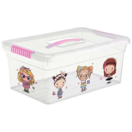 Ящик для хранения FunBox Kids с ручкой 10л с декором Девочки