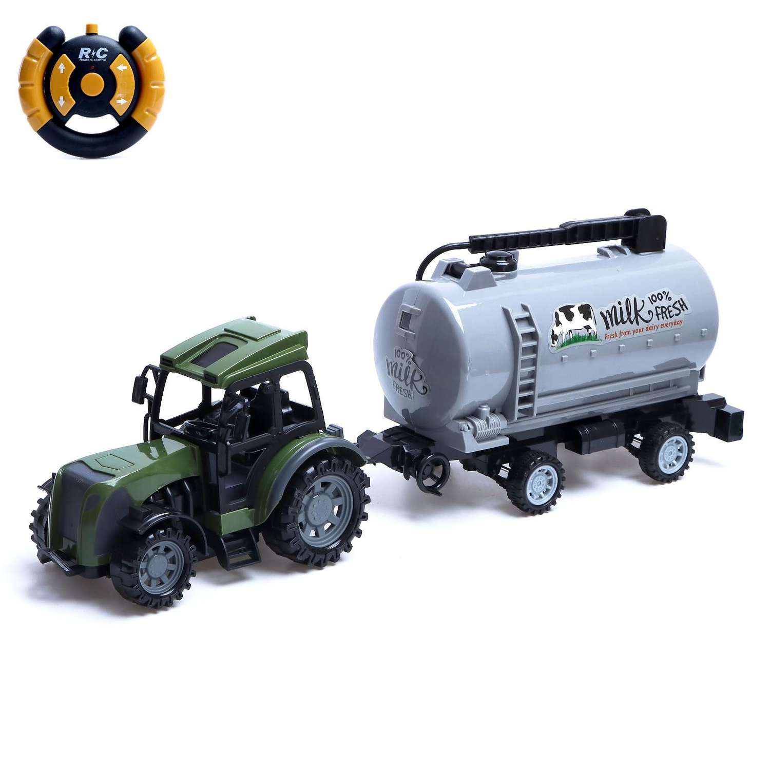 Трактор Автоград радиоуправляемый «Фермер» с цистерной работает от батареек цвет зелёный - фото 1