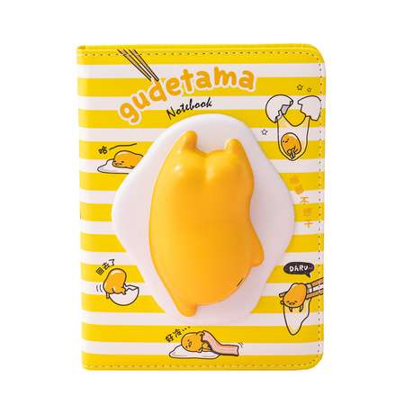 Блокнот со сквишем Михи-Михи Ленивый желток Gudetama формат А5 желтый в полоску