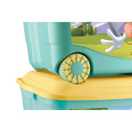 Ящик для игрушек Пластишка Tom and Jerry на колесах с аппликацией Бирюзовый