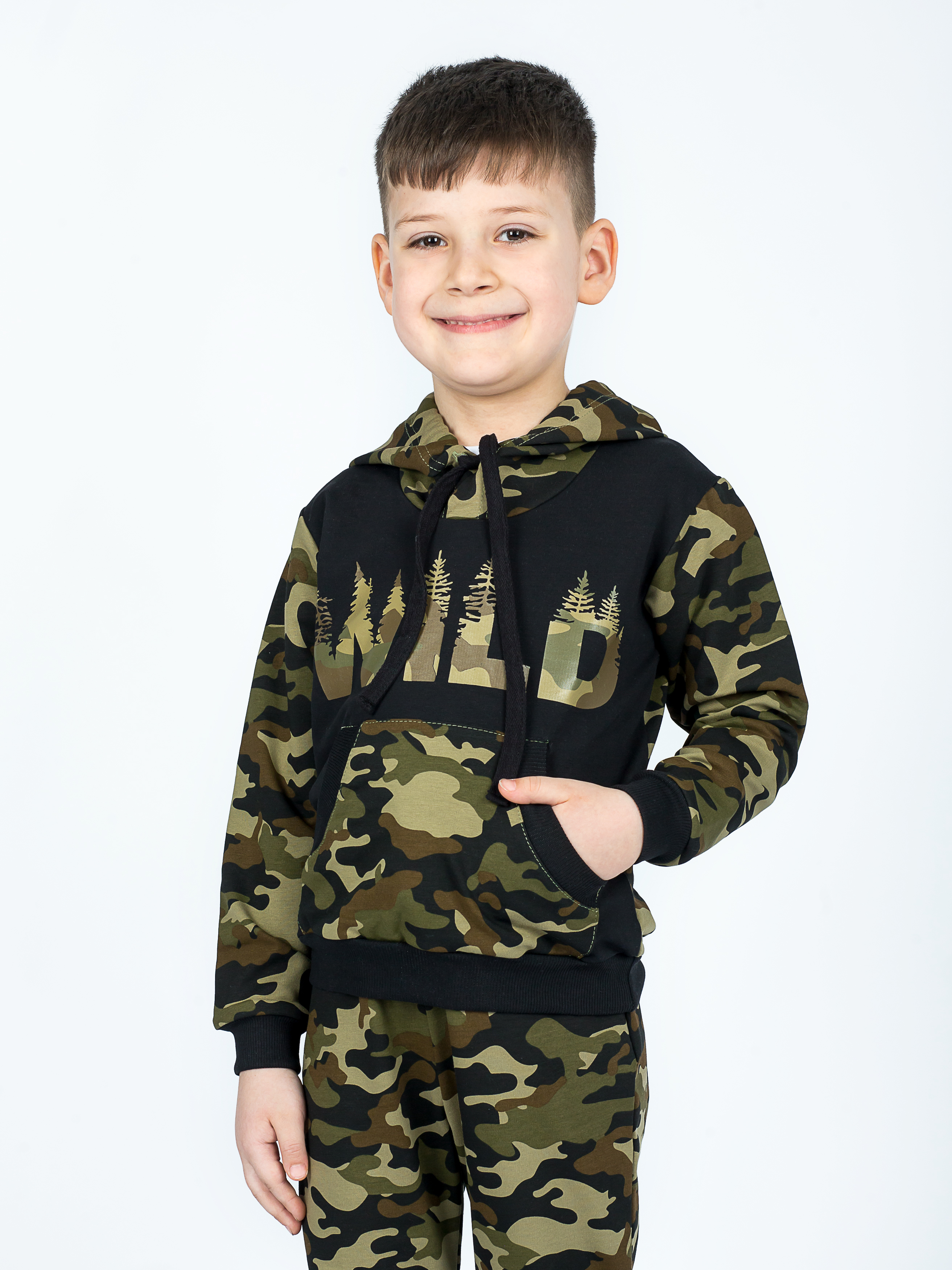 Костюм спортивный KiMMi Baby КБ-1308747 хаки черный лес - фото 19