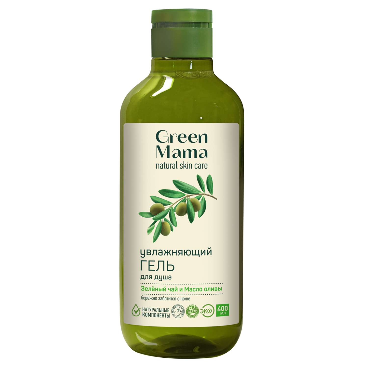 Гель Green Mama для душа увлажняющий зеленый чай и масло оливы 400 мл - фото 1