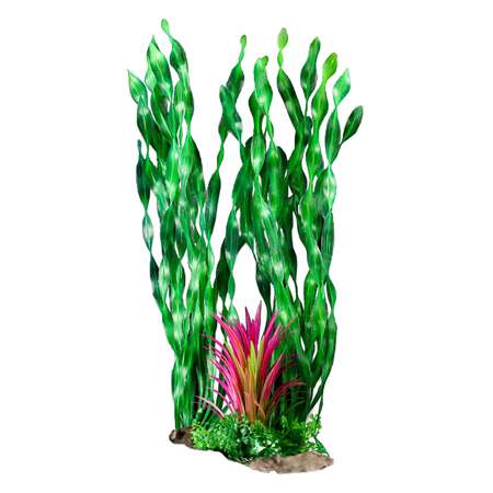 Растение для аквариума Пижон Аква на платформе в виде коряги 30 см зелёное