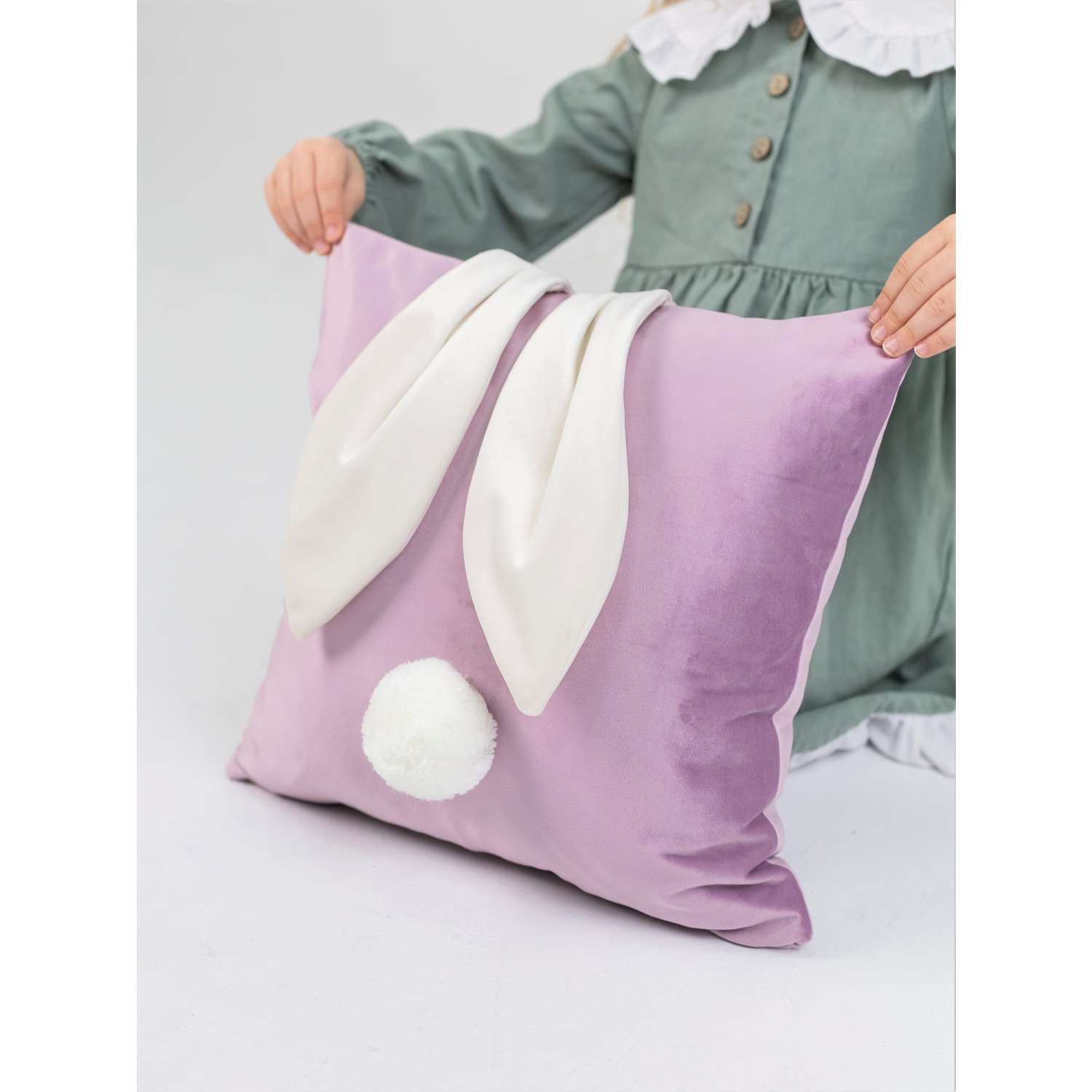 Подушка декоративная детская Мишель Ушки сиреневый цвет - фото 3