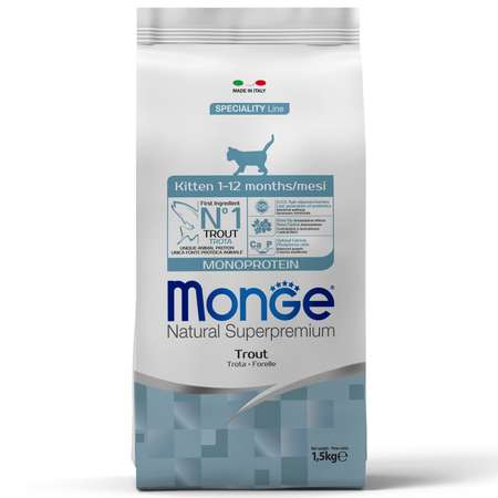 Корм для котят MONGE Cat Monoprotein форель 1.5кг