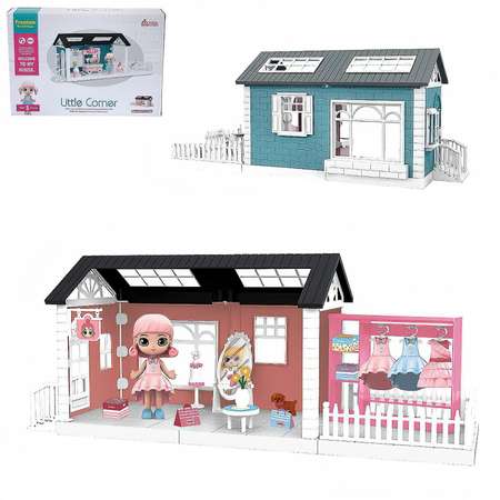 Игровой набор Модульный домик ABTOYS Собери сам 3 секции Мини кукла в гардеробной комнате С аксессуарами
