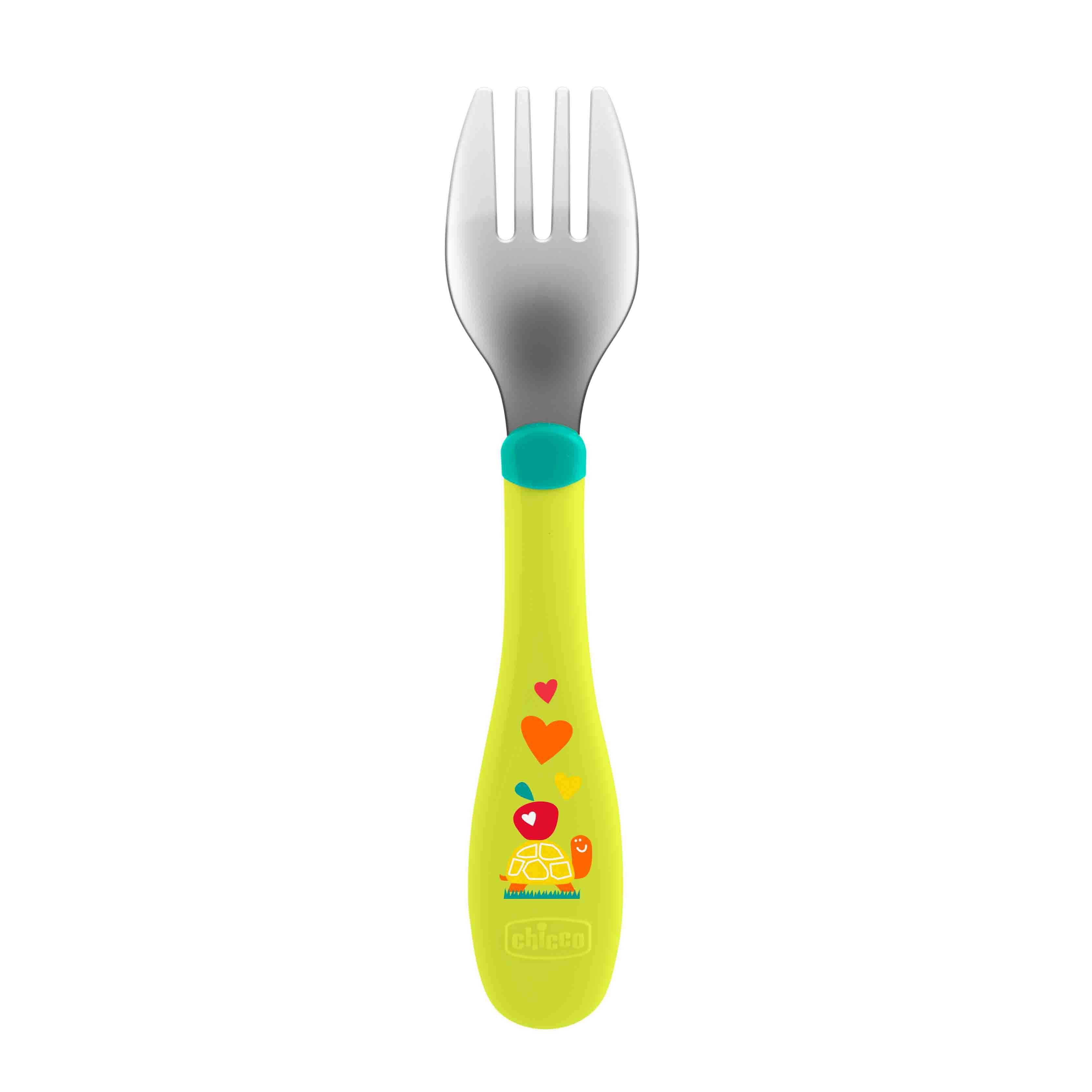 Набор приборов Chicco Metal Cutlery ложка+вилка с 18месяцев Зеленый - фото 3