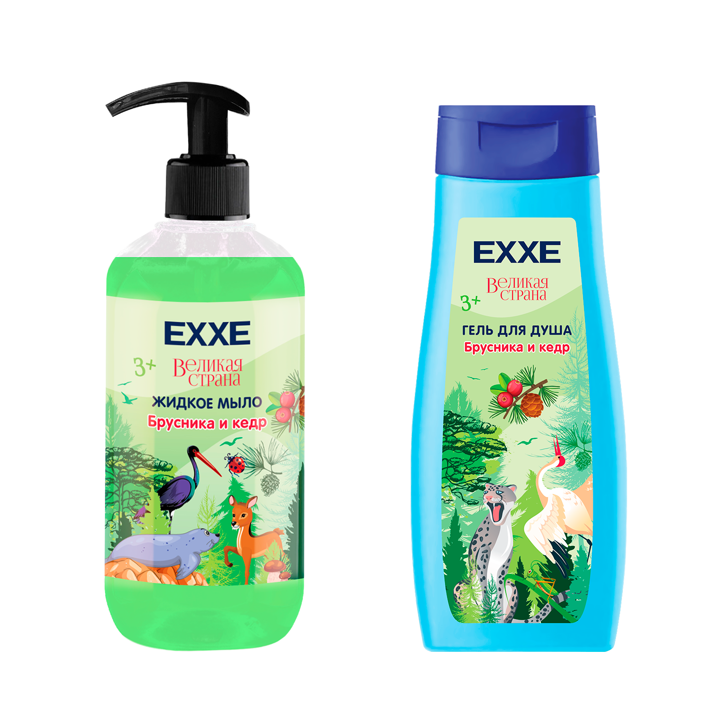 Набор детская серия EXXE Жидкое мыло + Гель для душа Брусника и кедр - фото 1