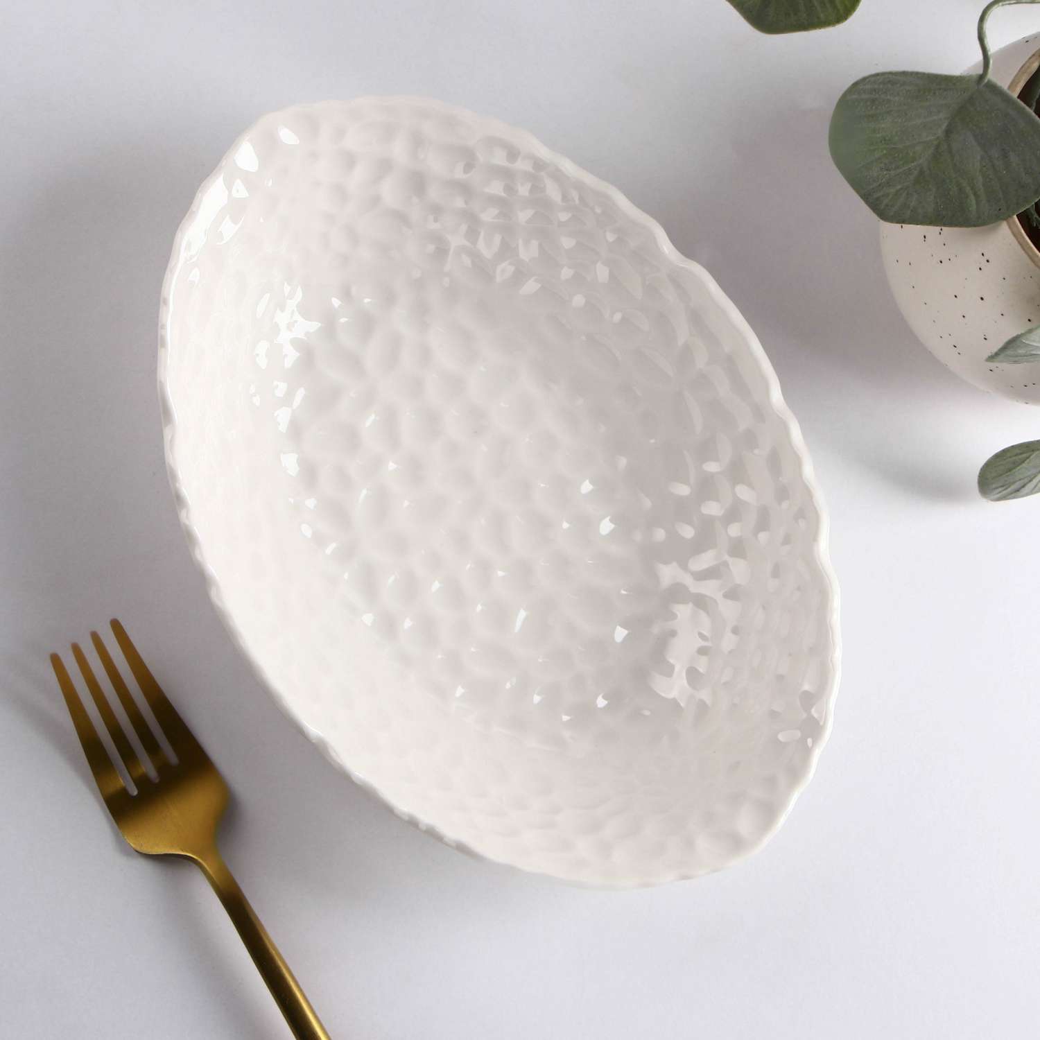 Блюдо сервировочное Sima-Land керамическое овальное «Воздушность» 400 мл цвет белый - фото 2