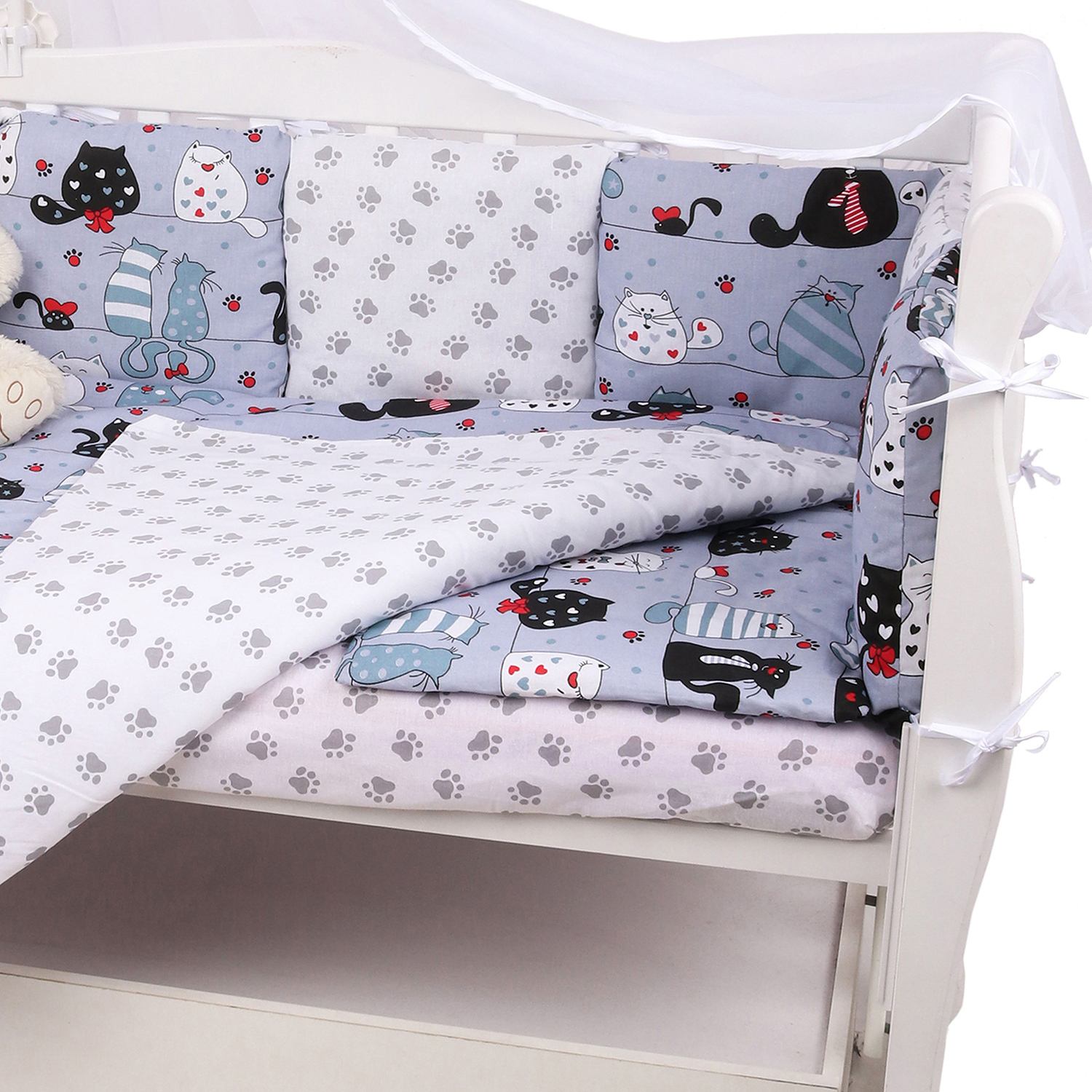 Комплект постельного белья Amarobaby Котики 4предмета Серый - фото 7