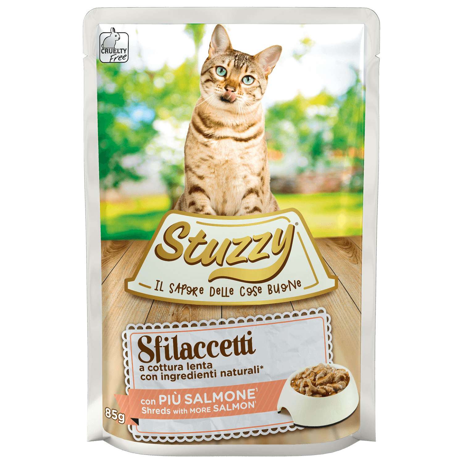 Корм для кошек Stuzzy 85г Sfilaccetti лосось в соусе пауч - фото 1