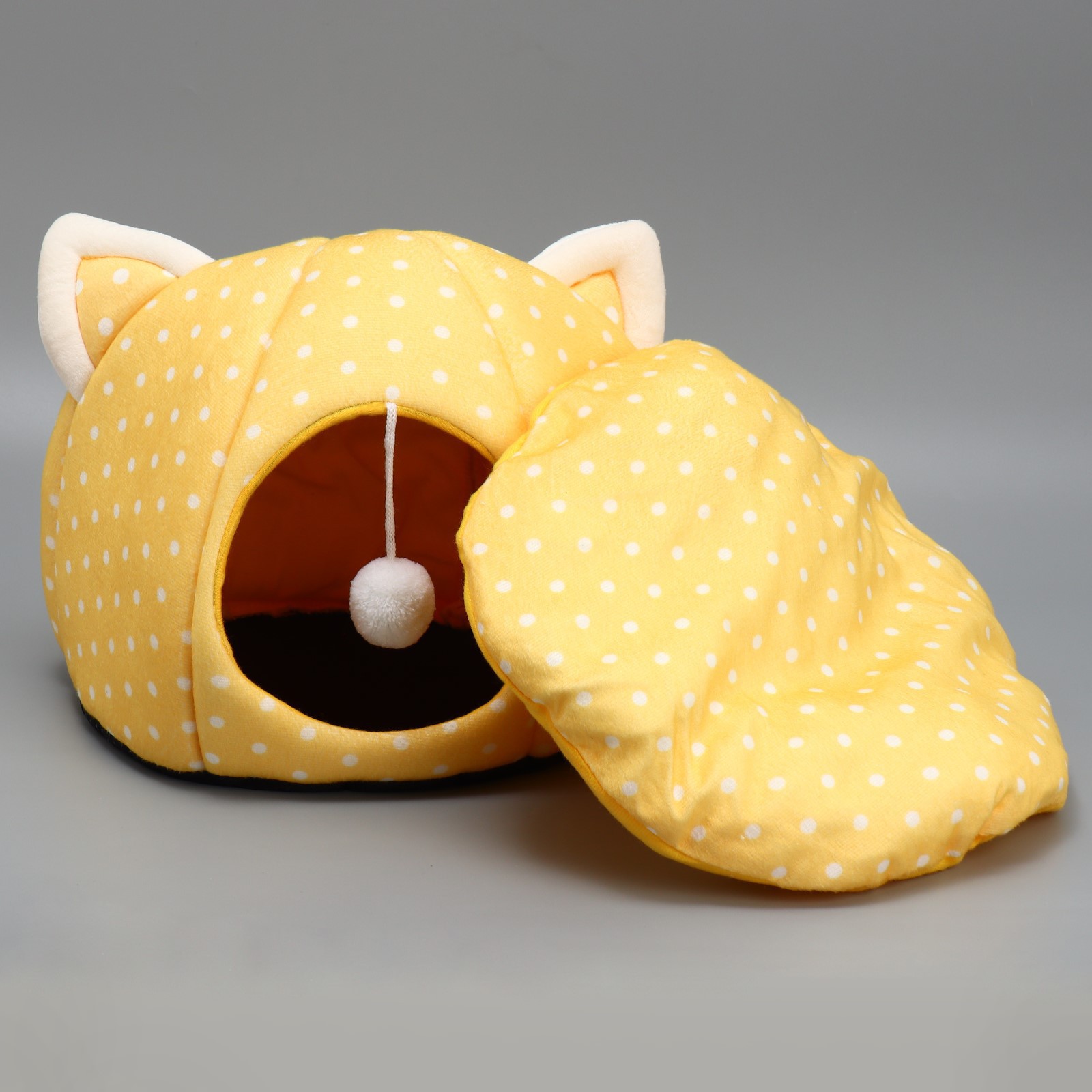 Домик Пушистое счастье для животных «Котик» 36х35 см желтый - фото 11