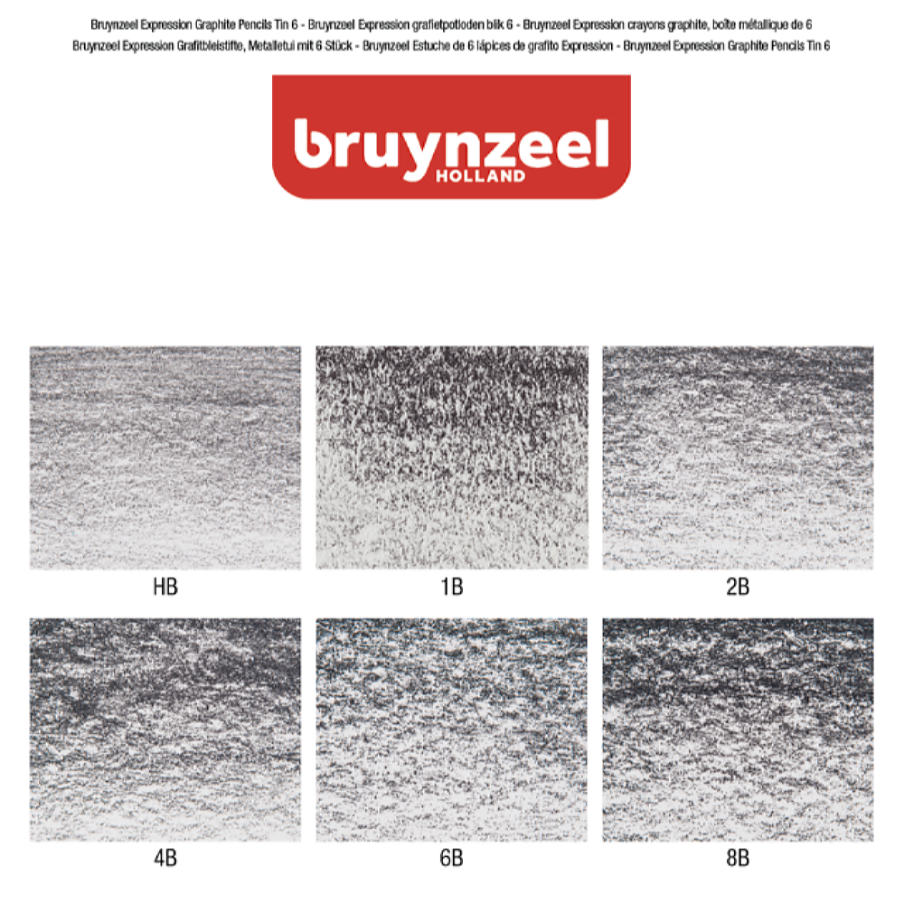 Набор карандашей для графики BRUYNZEEL Expression Graphite 6 типов жесткости в металлическом коробе-пенале - фото 5