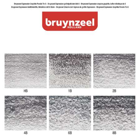 Набор карандашей для графики BRUYNZEEL Expression Graphite 6 типов жесткости в металлическом коробе-пенале