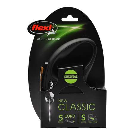 Рулетка Flexi New Classic S трос 5м до 12кг Черная