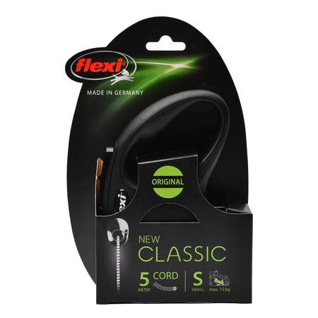 Рулетка Flexi New Classic S трос 5м до 12кг Черная