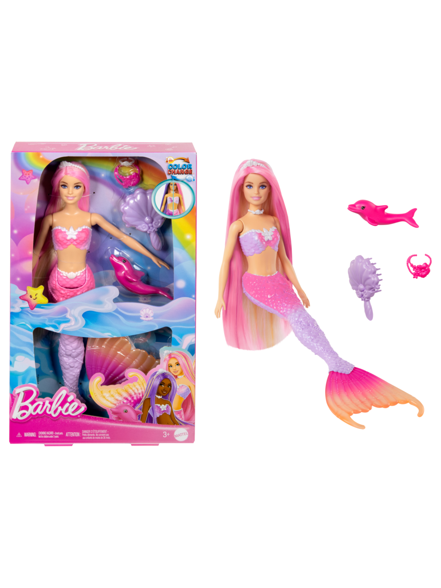 Игровой набор с куклой Barbie Русалка Malibu HRP97 - фото 1