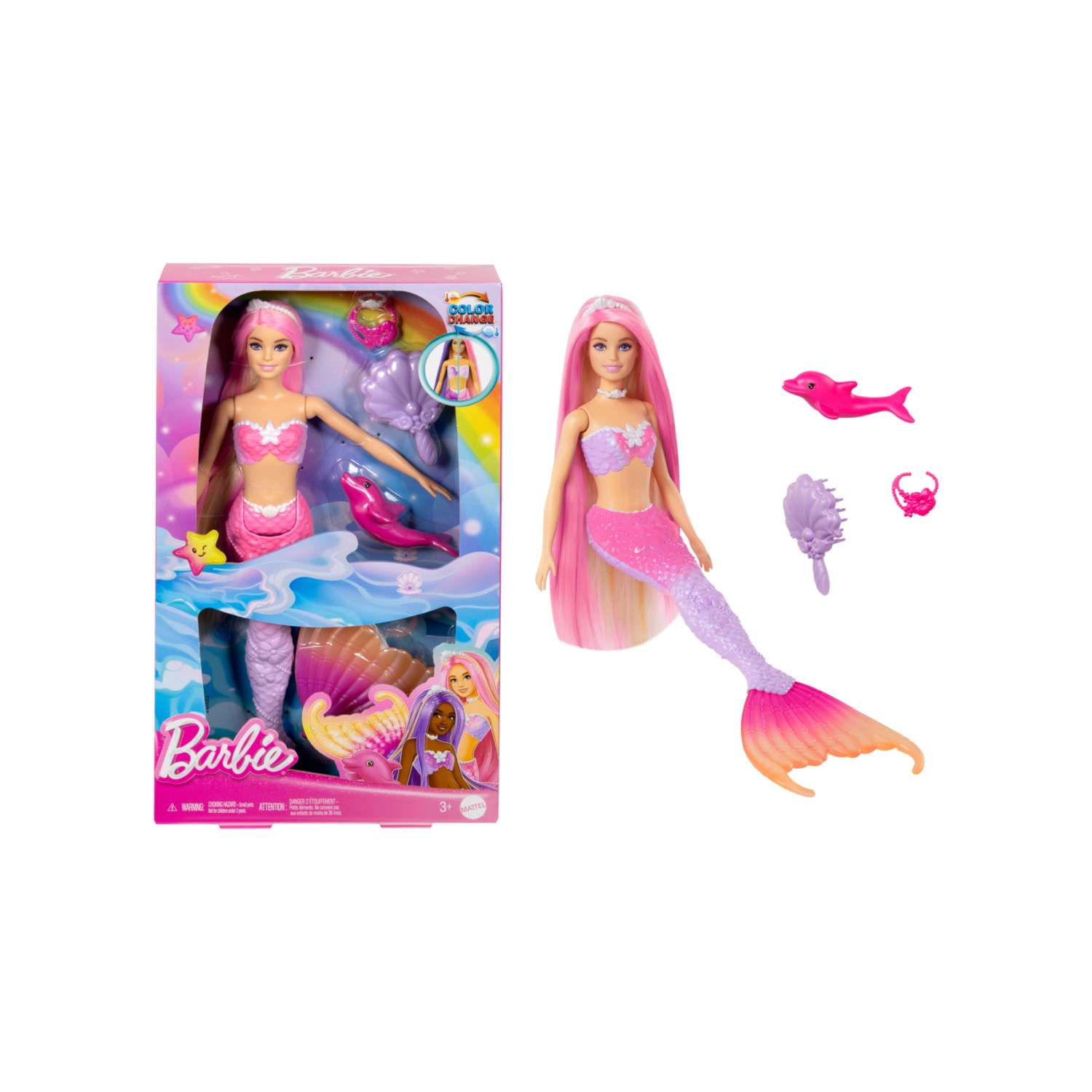 Игровой набор с куклой Barbie Русалка Malibu HRP97 - фото 1
