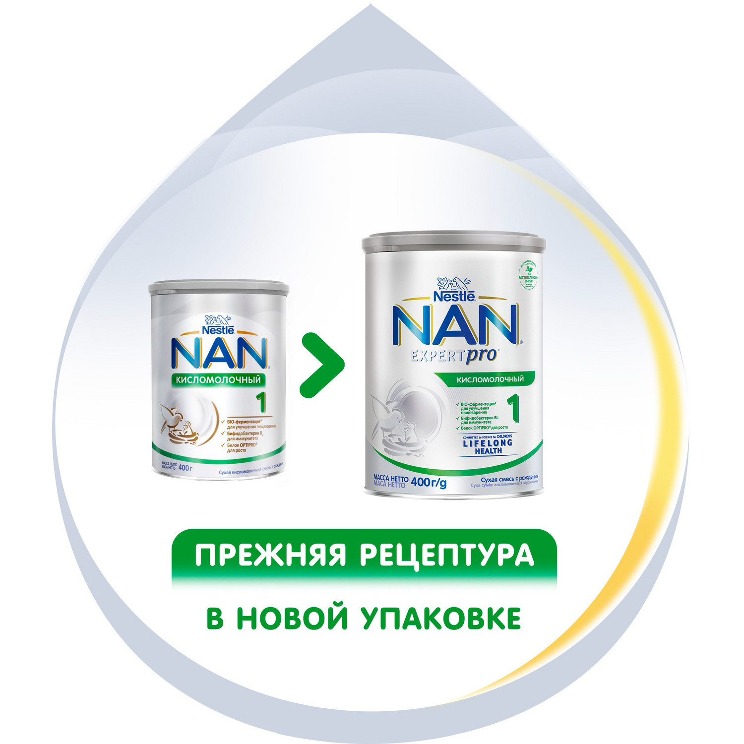 Смесь NAN 1 кисломолочный 400г с 0мес купить по цене 722 ₽ в  интернет-магазине Детский мир