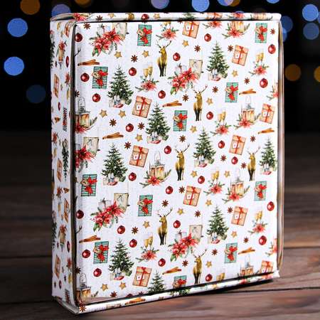 Коробка Sima-Land подарочная. крышка дно. с окном«Рождественский вечер» 18×15×5 см