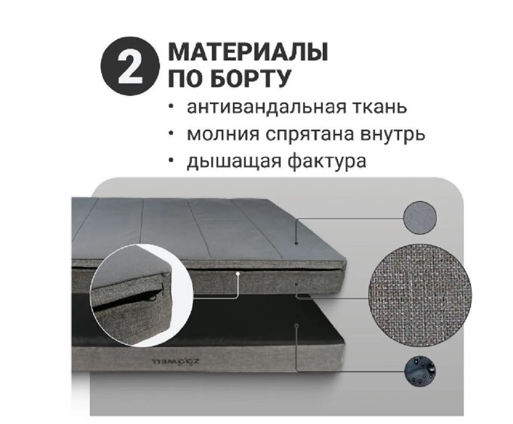 Лежанка для животных ZDK Zoowell Premium L Grey 89x56x10 см с подогревом - фото 6