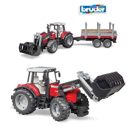 Трактор Bruder Massey Ferguson c манипулятором и прицепом 1:16