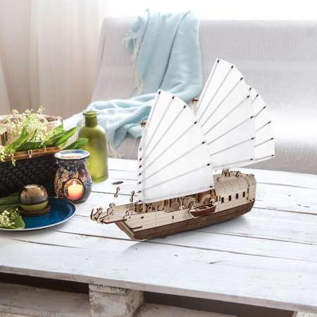 Сборная модель Eco Wood Art Корабль c парусами Джонка