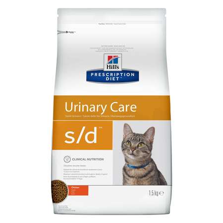 Корм для кошек HILLS 1,5кг Prescription Diet s/d Urinary Care для МКБ с курицей сухой