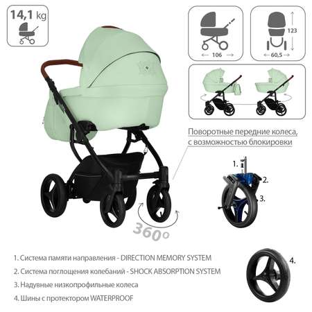 Коляска 2в1 Bebetto Luca Pro 18 шасси Черное