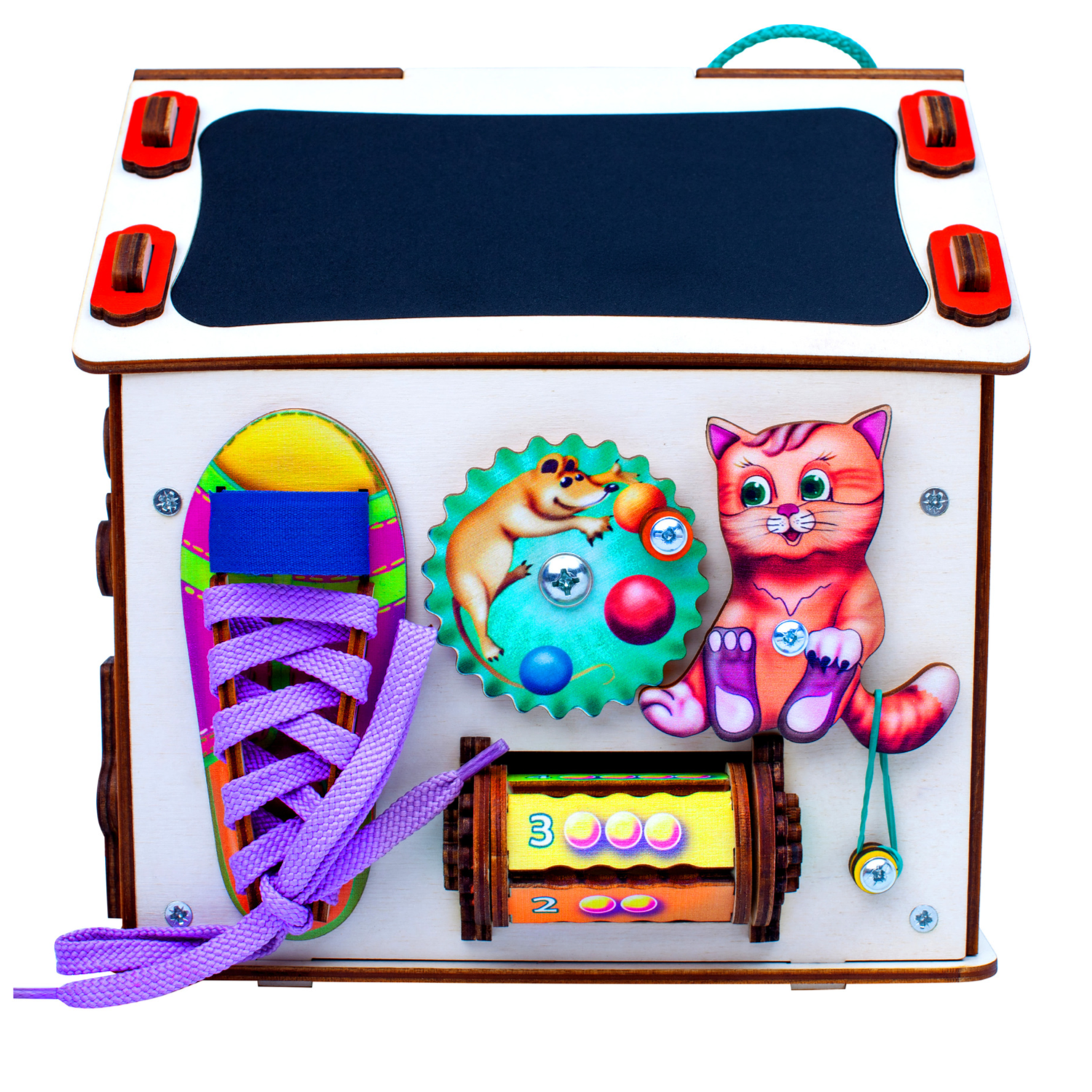 Бизиборд Jolly Kids развивающий домик со светом Котик - фото 8