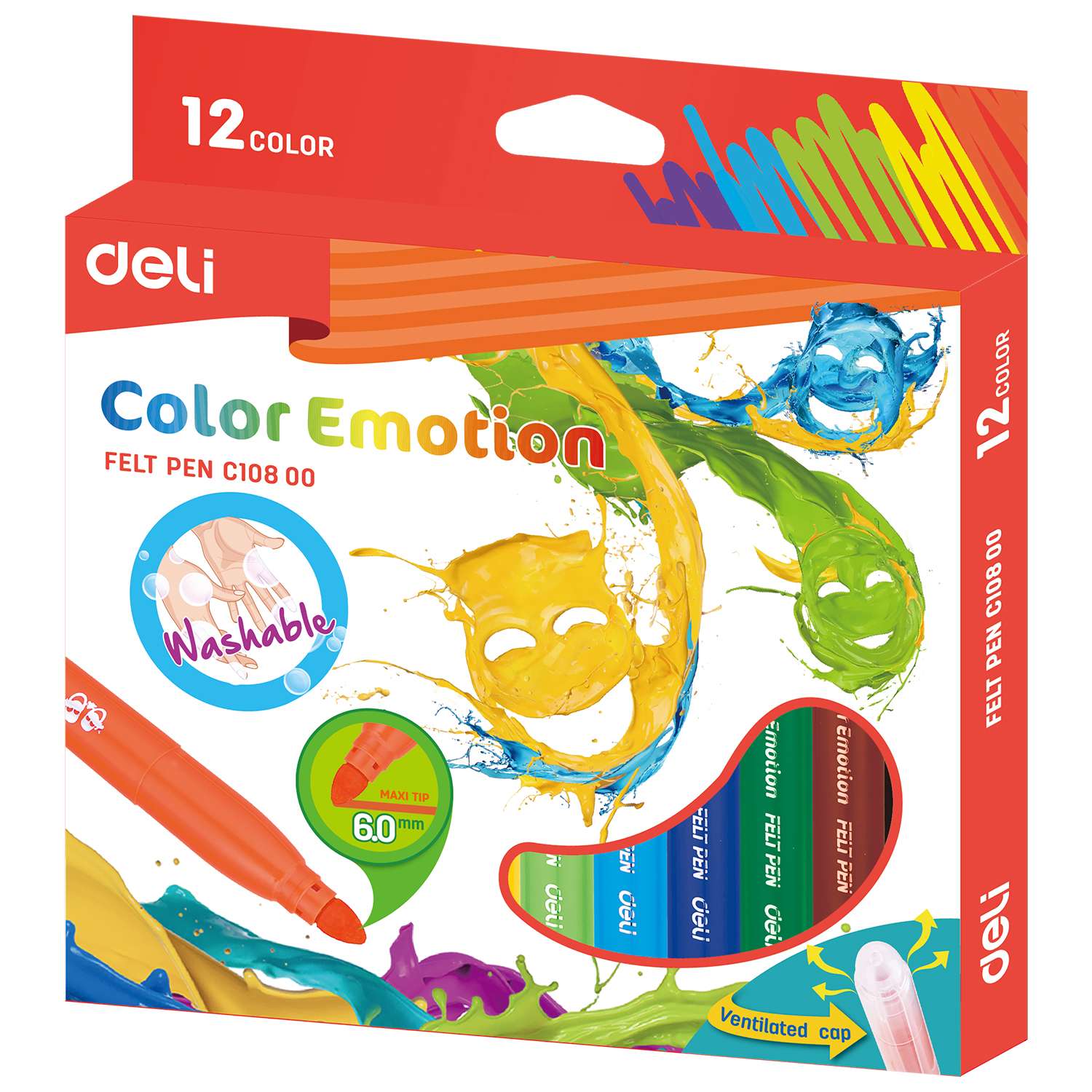Фломастеры Deli Emotion 12цветов 1204937 - фото 1