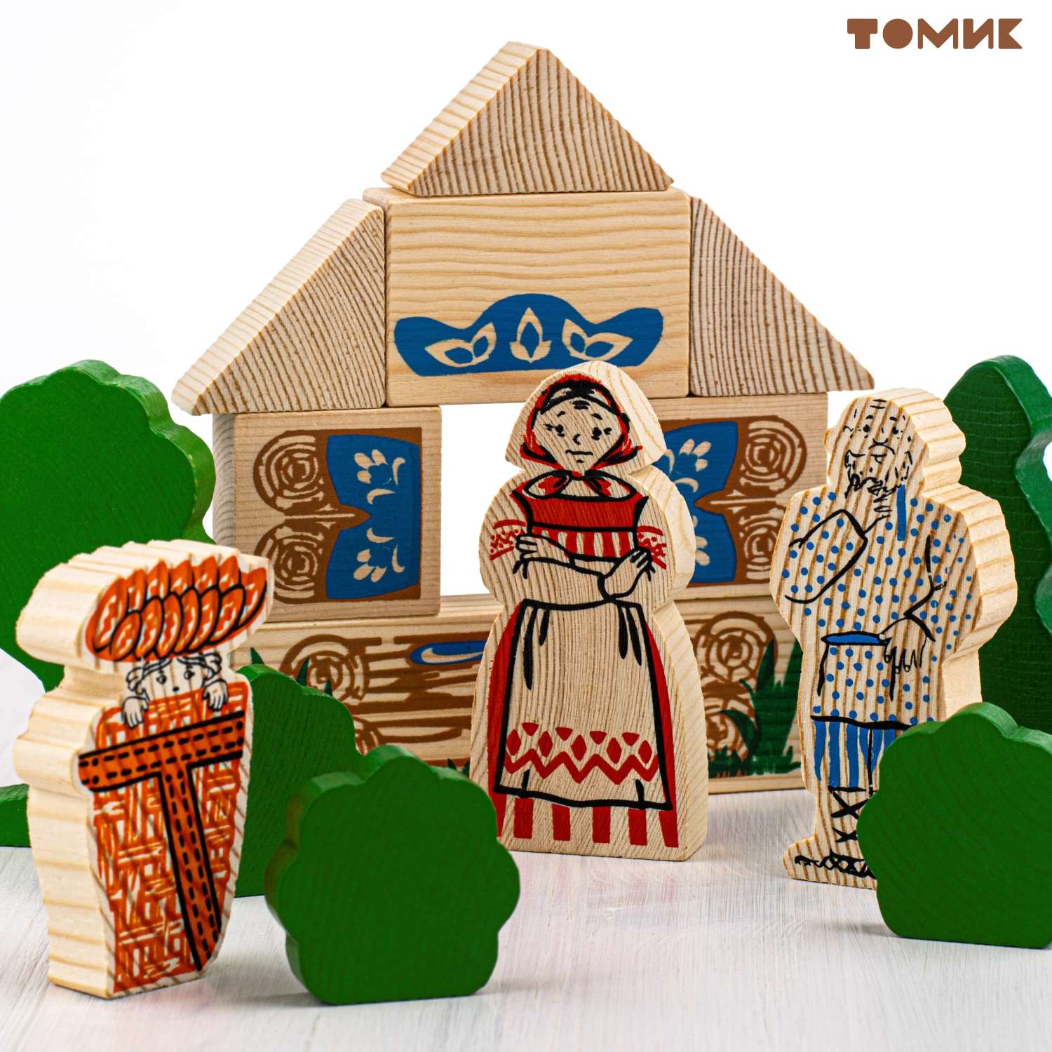 Конструктор детский деревянный Томик сказка Маша и медведь 17 деталей 4534-9 - фото 11