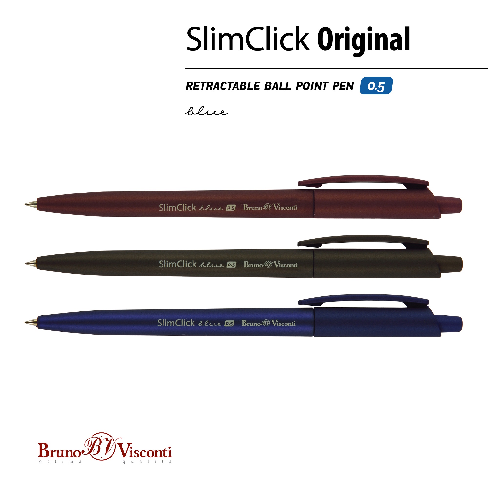 Набор из 24-х шариковых ручек Bruno Visconti автоматические SlimClick Original синие - фото 5