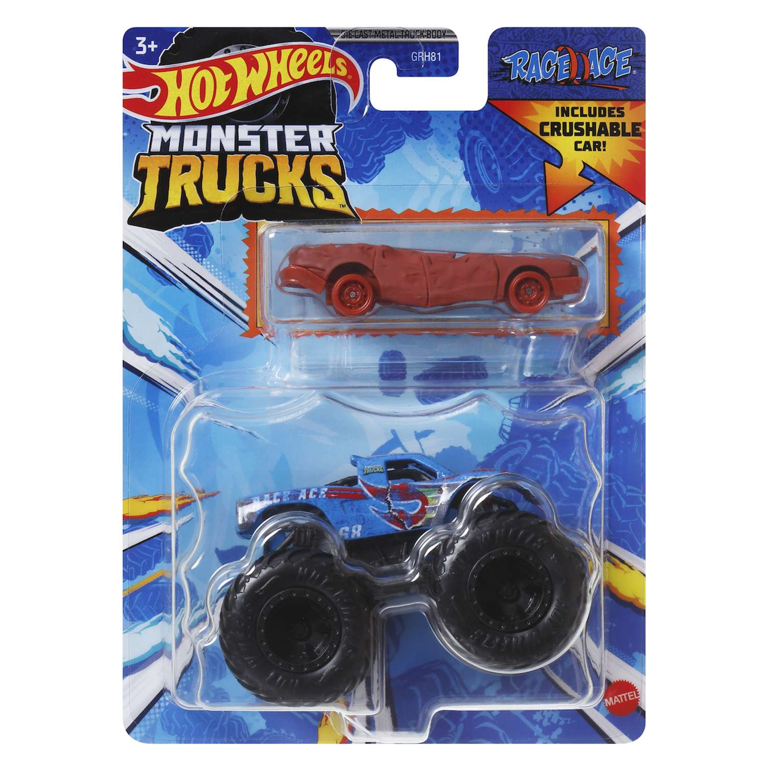 Монстр-трак Hot Wheels Race Ace 1:64 голубой GRH81 - фото 1