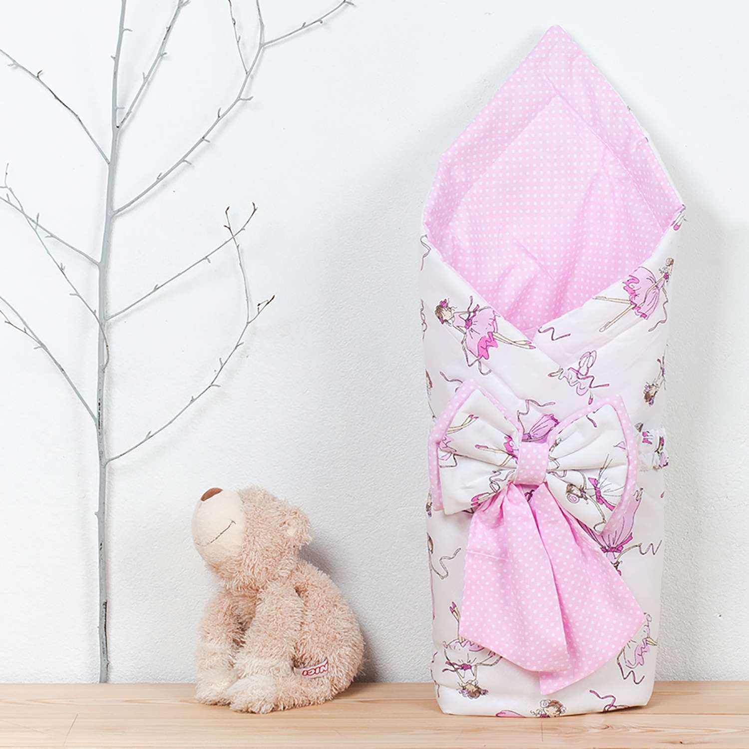Конверт-одеяло Чудо-чадо для новорожденного на выписку Времена года балерины/розовый - фото 3