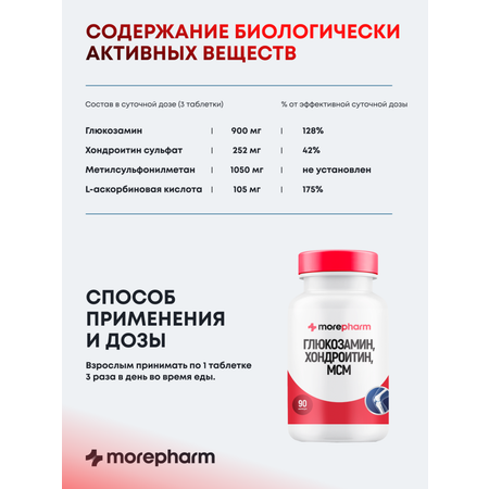 БАД morepharm Глюкозамин хондроитин с MCM добавка для суставов и связок