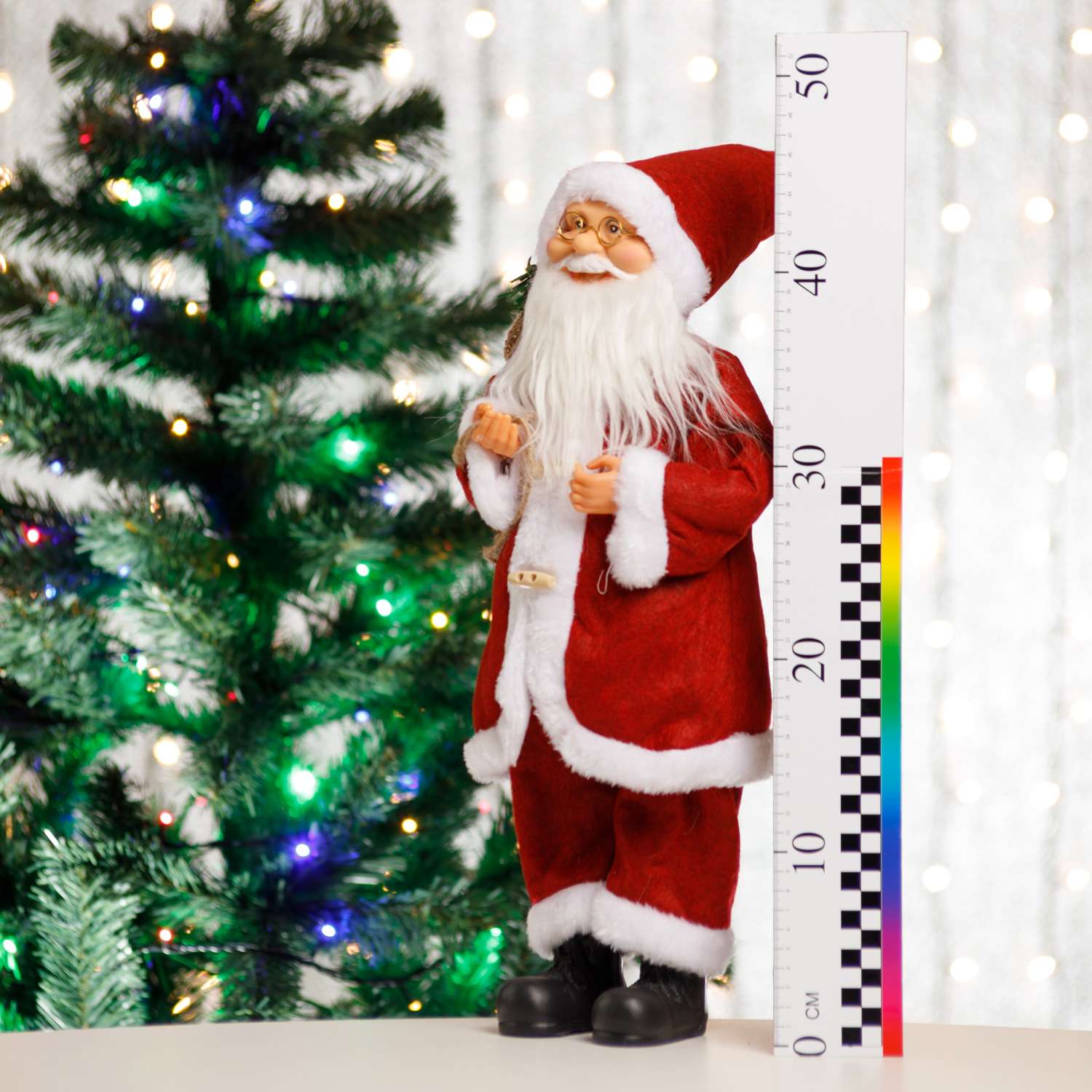 Фигура декоративная BABY STYLE Дед Мороз в красном костюме с деревянными пуговицами 45 см - фото 4