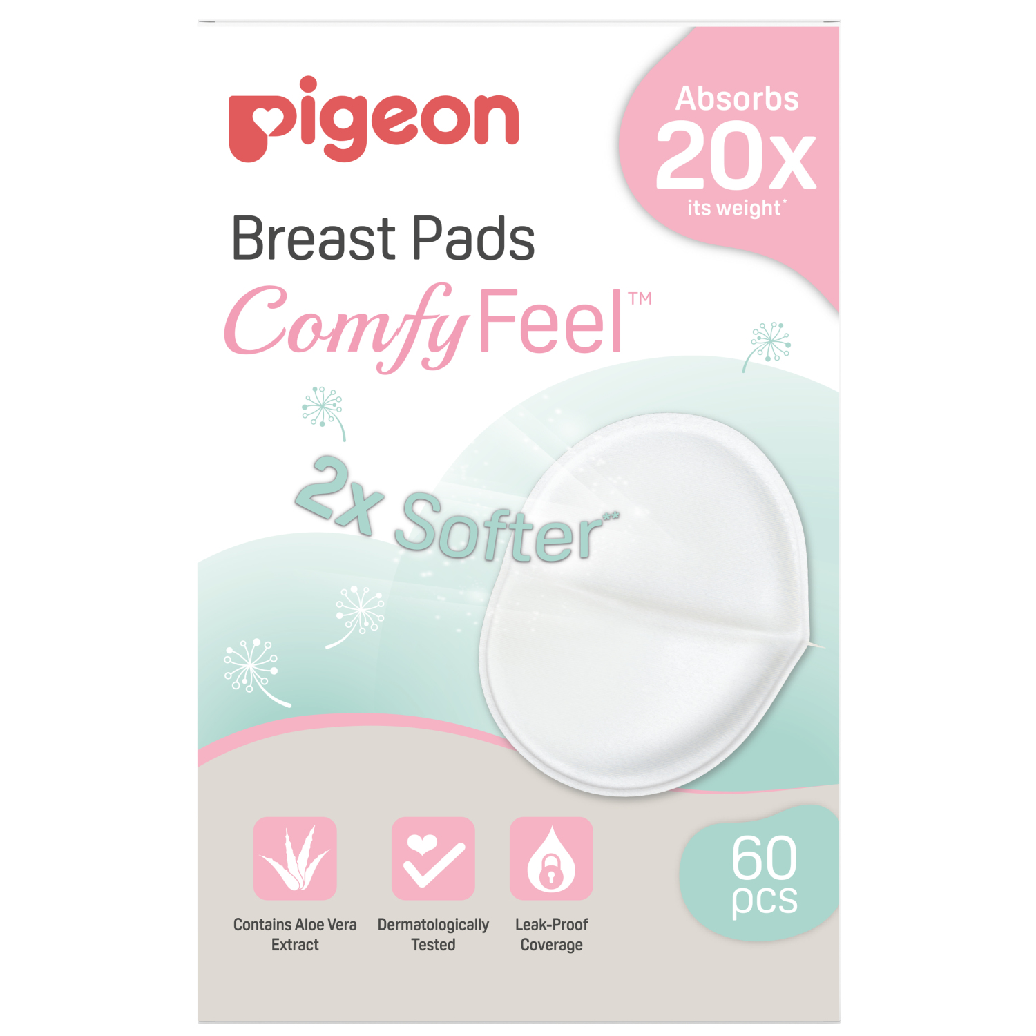 Pigeon Вкладыши для бюстгальтера ComfyFeel одноразовые с алоэ 60 шт.